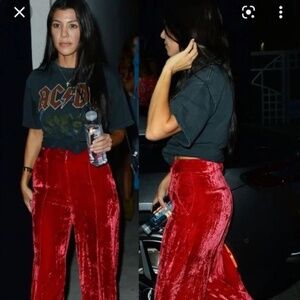 A.O.T.C. Curve Los Angeles Red Velvet Wide Leg Pants - Size 0